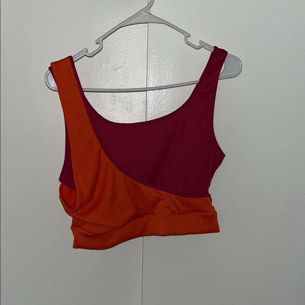Colorblock Sleeveless Top - Pink and Orange